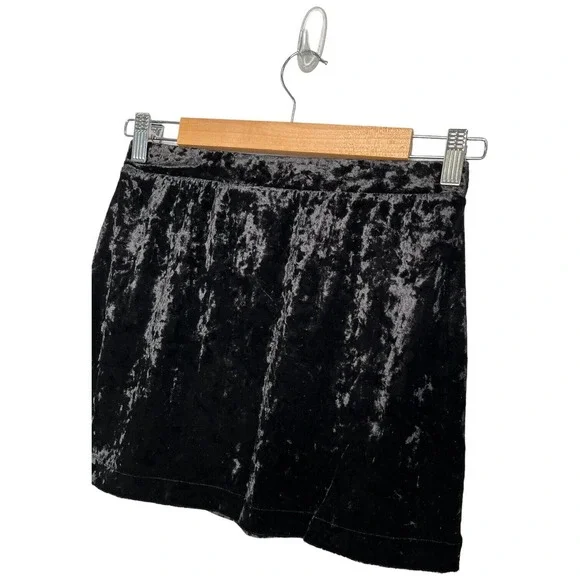 New Nordstrom Abound Crushed Velvet Velour Mini Retro 90s Y2K Skirt Black S - Picture 3 of 11